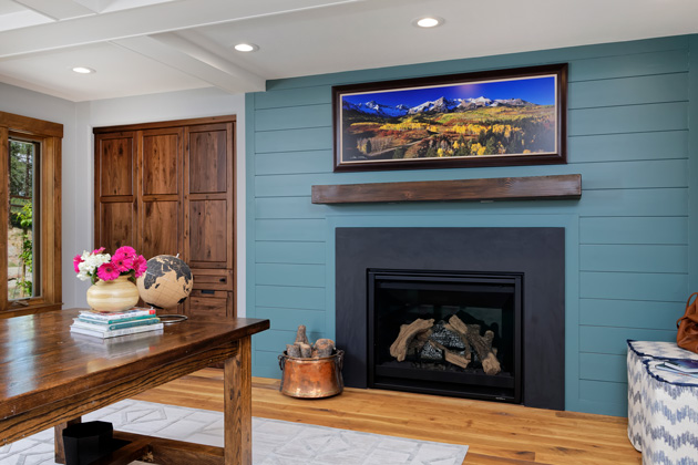 Rustic Home Office Fireplace Denver