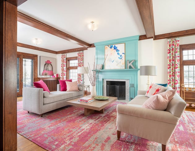 Distinctive Luxury Pretty Pink Living Room